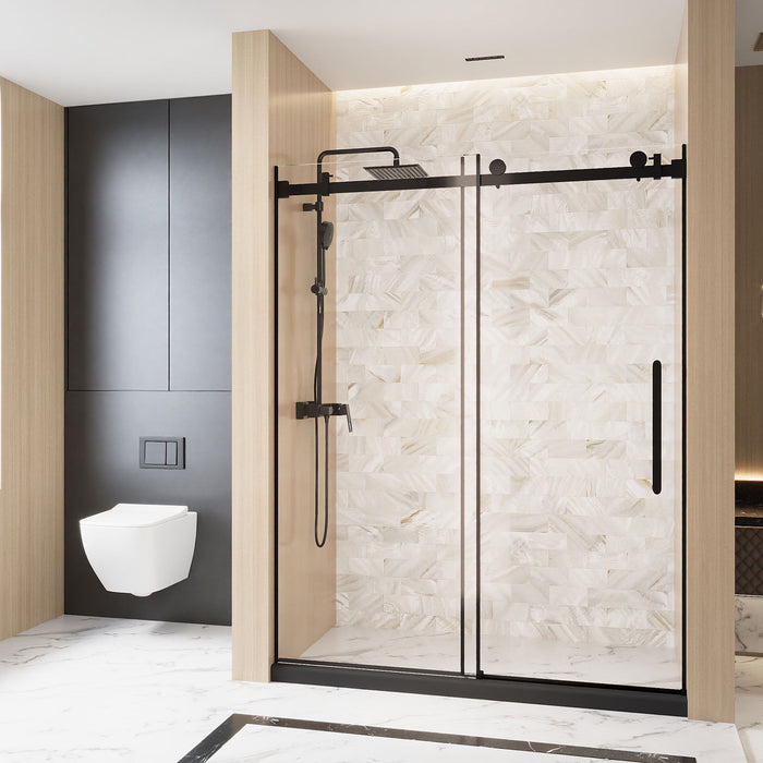 Frameless Single Sliding Shower Door, Square Tube Track