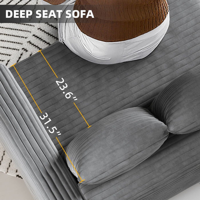 Deep Seat Convertible Sofa With Soft Pillows And Ottomans