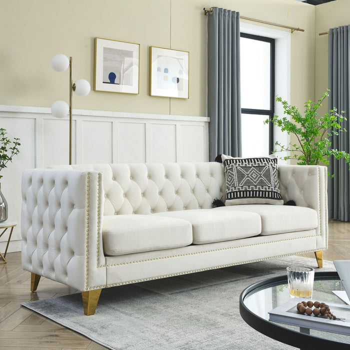 Upholstered Couch Sofa With Button Tufting For Living Room
