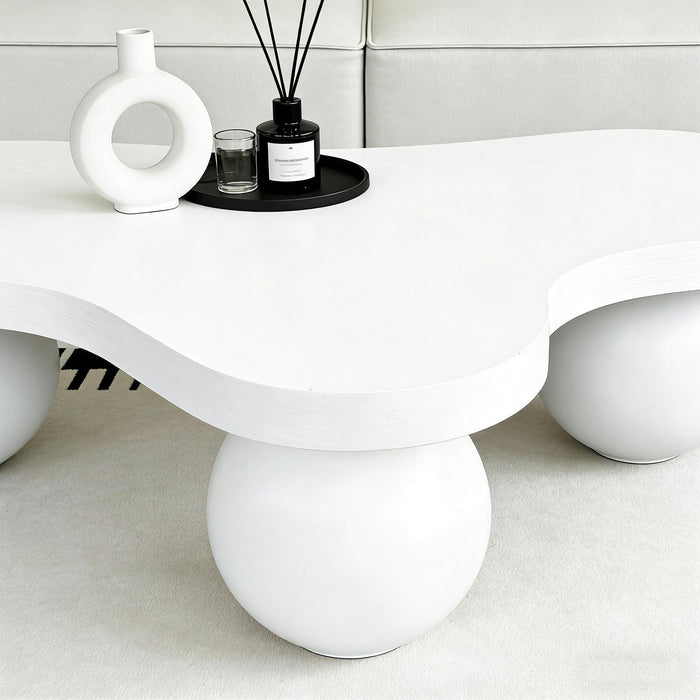 Cloud Shaped Coffee Table With 3 Ball Legs For Living Room