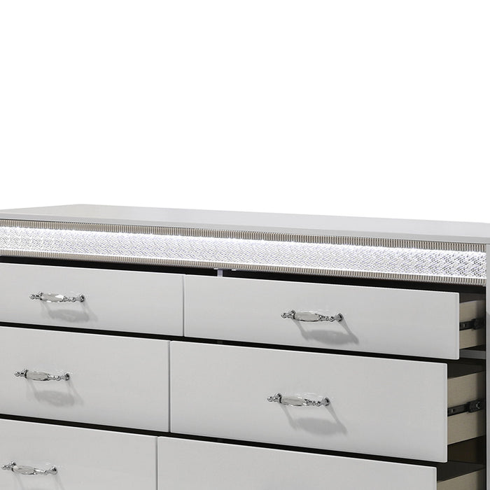 Glam - 6 Drawer Dresser & LED Lighting (Includes Dresser Only) - White