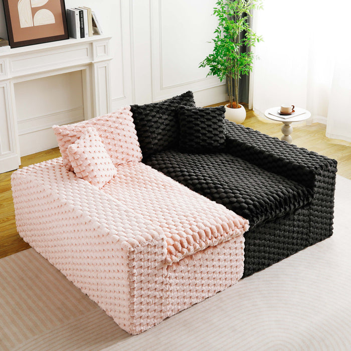Multifunctional Sofa Pink Black, Fits 4 People