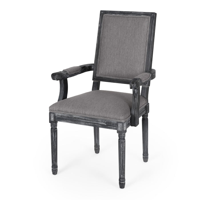 French Country Style Upholstered Dining Chair With Square Backrest