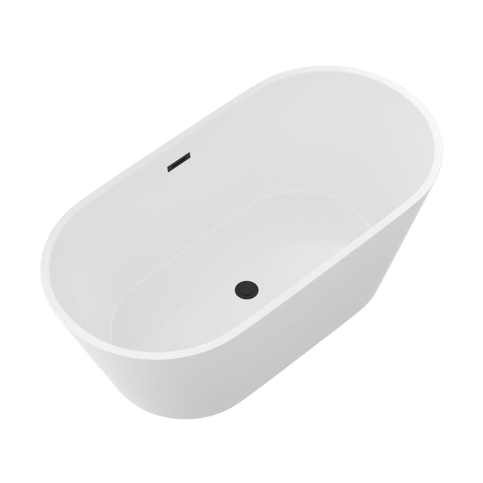Gloss Freestanding Bathtub With Overflow & Pop Up Drain, Stand Alone Soaking Tub