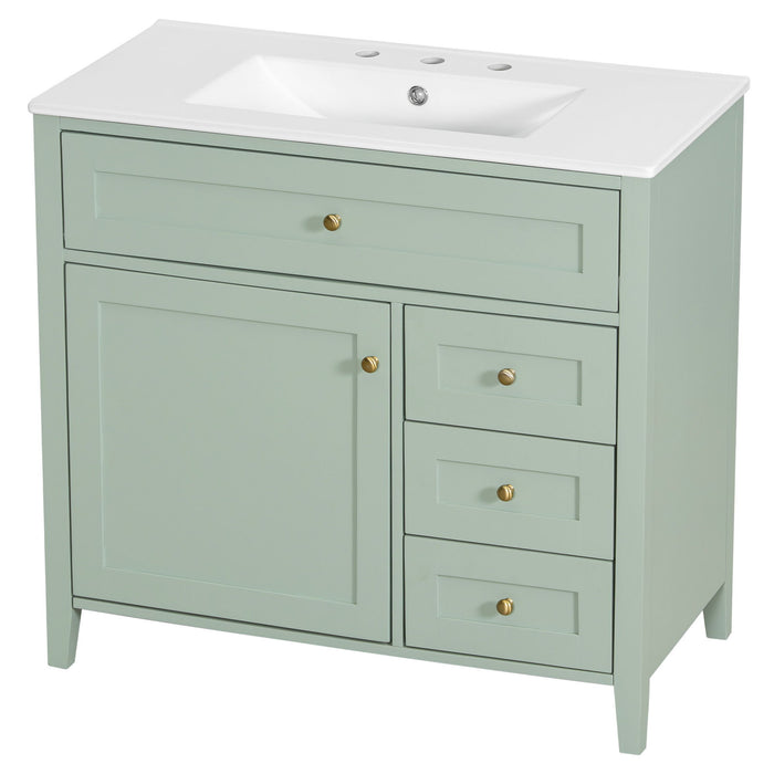 Bathroom Vanity With Sink, Cabinet With 3 Drawers And Adjustable Shelf