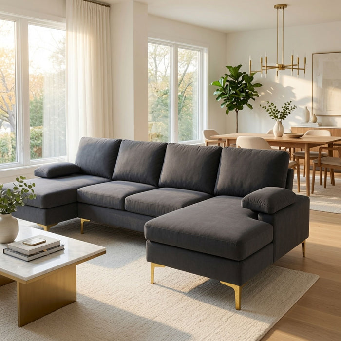 U - Shaped Sectional Sofa With Double Chaise