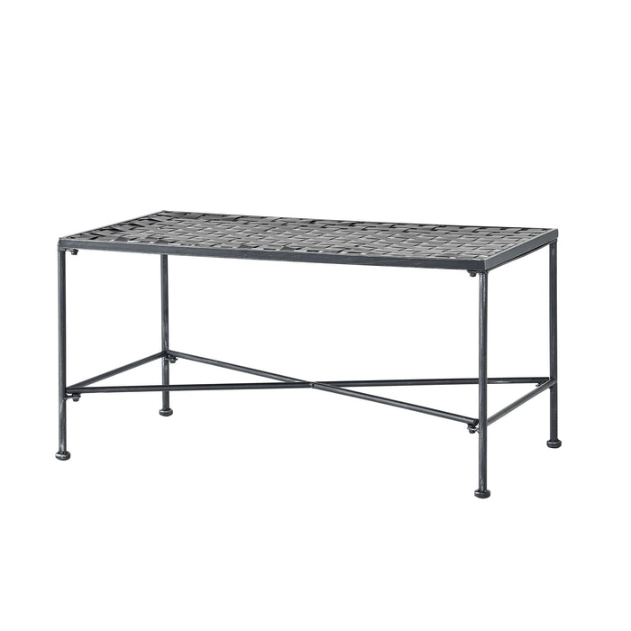 Luna - Outdoor Iron Coffee Table - Black Brush Silver