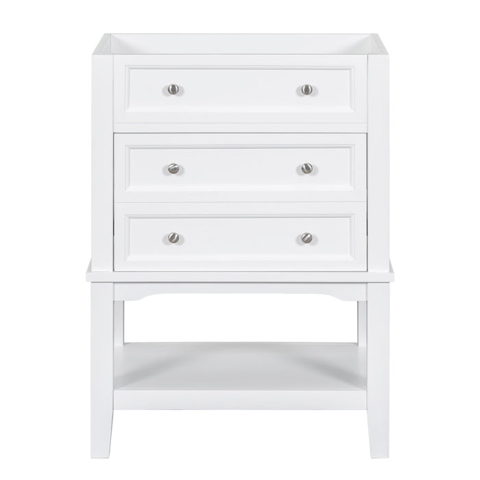 24" Bathroom Vanity Without Sink, Base Only, Storage Cabinet With Drawer And Open Shelf - White