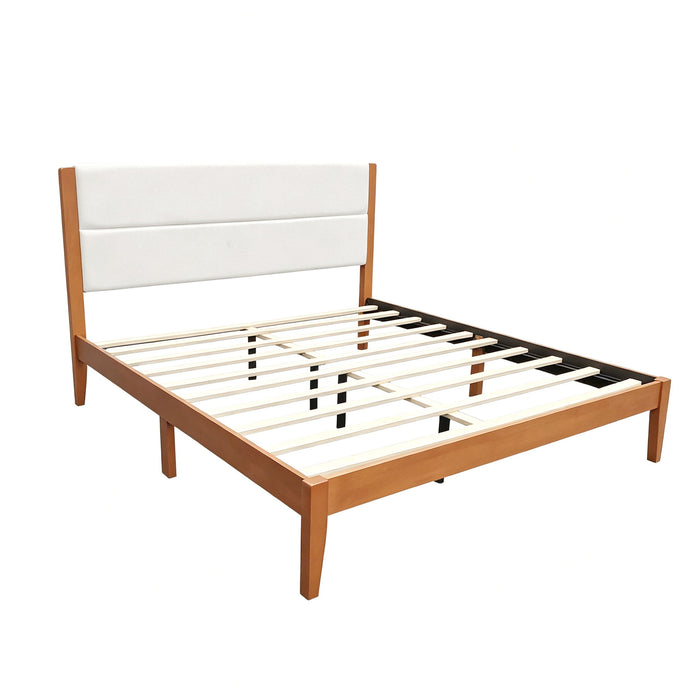 Platform Bed Frame With Upholstered Headboard, Slat Support