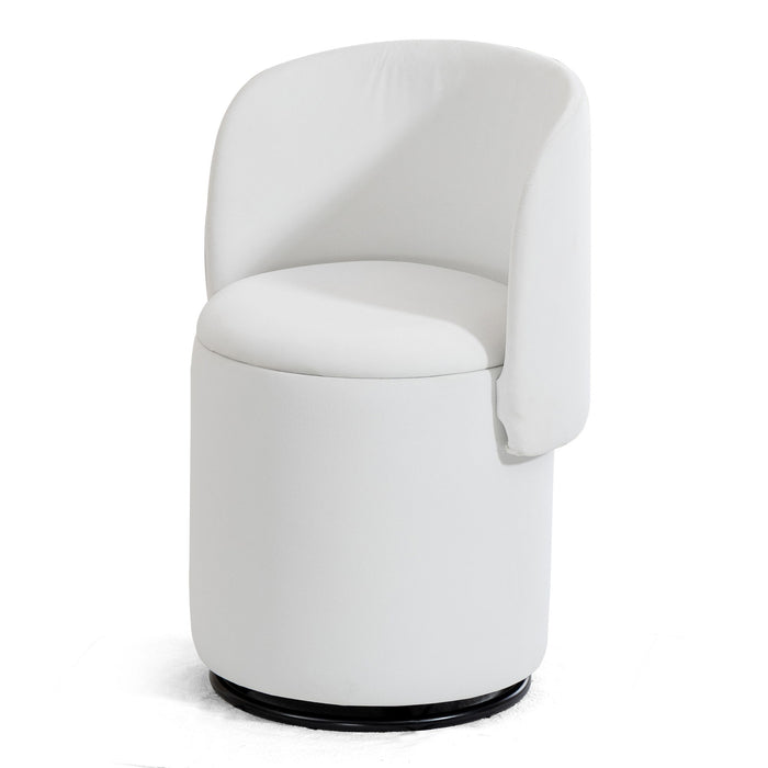 Barrel Chair With Built In Storage, 360° Swivel - Beige