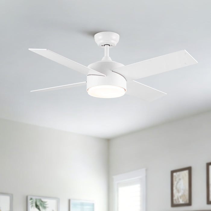 Ceiling Fan With Remote Control, Reversible DC Motor, 6 Speeds, 3 Dimmable LED, Quiet Timer For Indoor - White