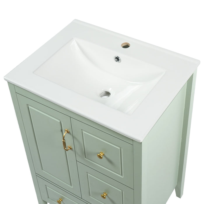 Retro Bathroom Vanity With Sink, Soft Closing Cabinet & Drawers