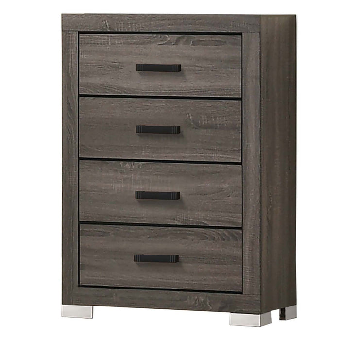 1 Piece Chest Bar Handle Bedroom Furniture With Texture And Clean Lines - Gray