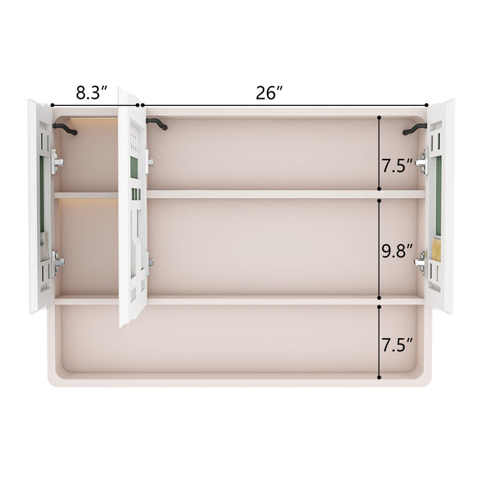 Aluminium Medicine Cabinet Mirror, With 3 Colors LED Light And Defogging Function - Khaki