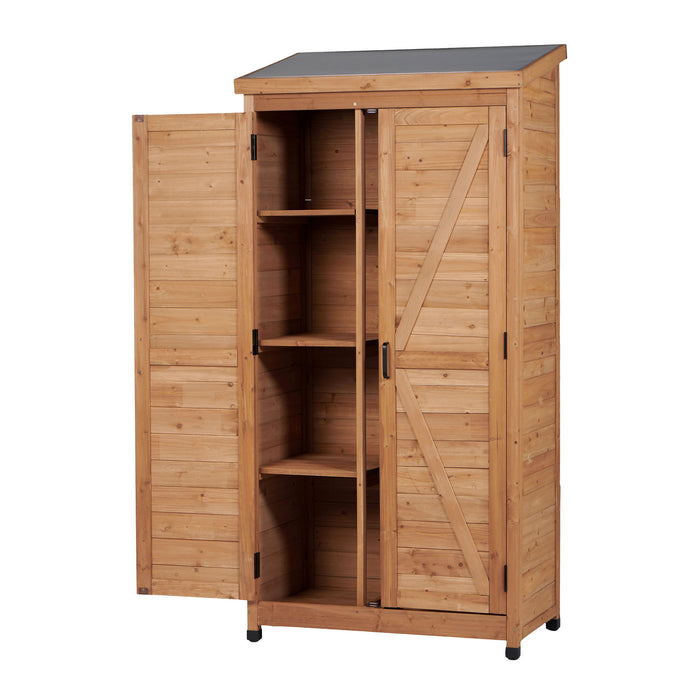 Outdoor Storage Shed With Vertical Tool Cabinet For Backyard
