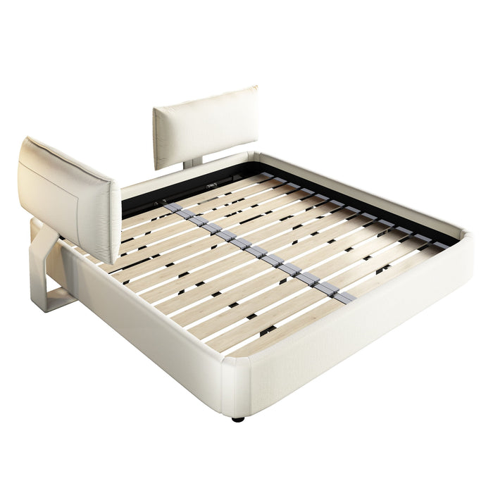 Cloud Bed Frame With Oversized Padded Movable Headboard