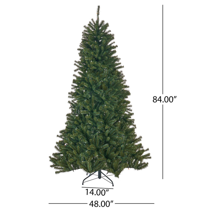 7' Noble Hinged Christmas Tree With 500 Multilights - Green