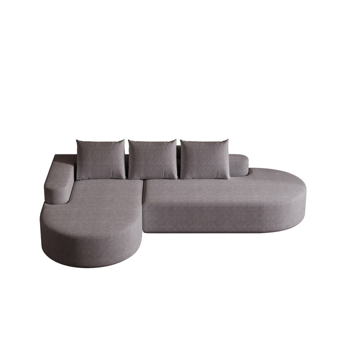 Modern Curved Sofa, L-Shaped Modular Sectional Set With 3 Pillows