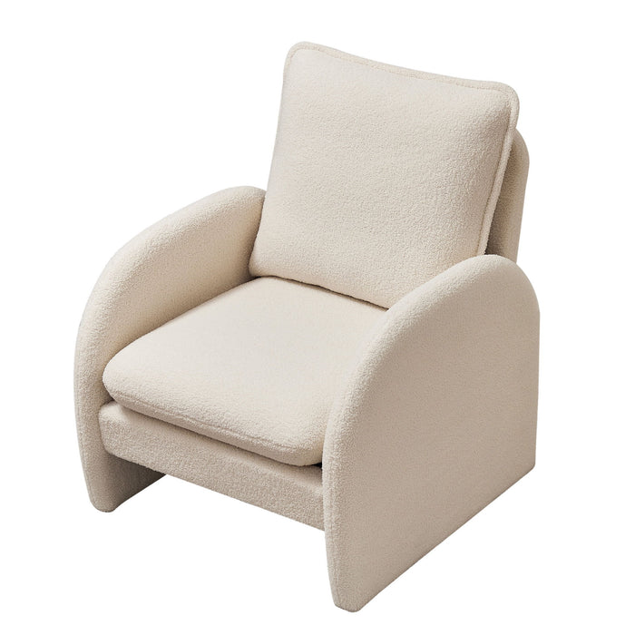 Modern Sherpa Upholstered Accent Chair, Comfortable Living Room Armchair, Lounge Chair For Bedroom, And Office