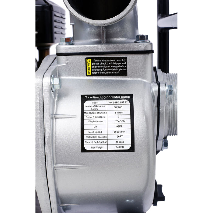 Honda - Gx160 Engine Water Pump 3" 264Gpm With 3In Npt Coupler - Black / Red