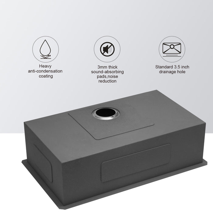 Undermount Kitchen Sink & Deep Single Bowl - Brushed Nickel