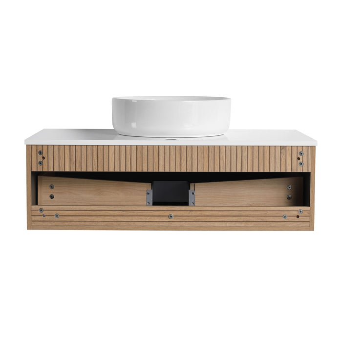 Wall Mounted Bathroom Vanity With Art Sink & 1 Soft Close Drawer