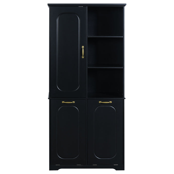 Freestanding Tall Storage Cabinet With 2 Tilt Out Hampers