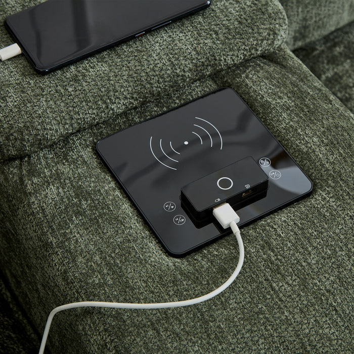 Modern Sectional Sofa U-Shaped With Movable Ottomans, Bluetooth Speakers, LED Lights And Modular Storage