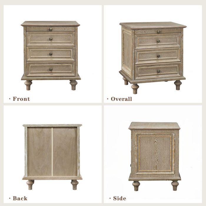 Farmhouse Nightstand With 4 Drawers