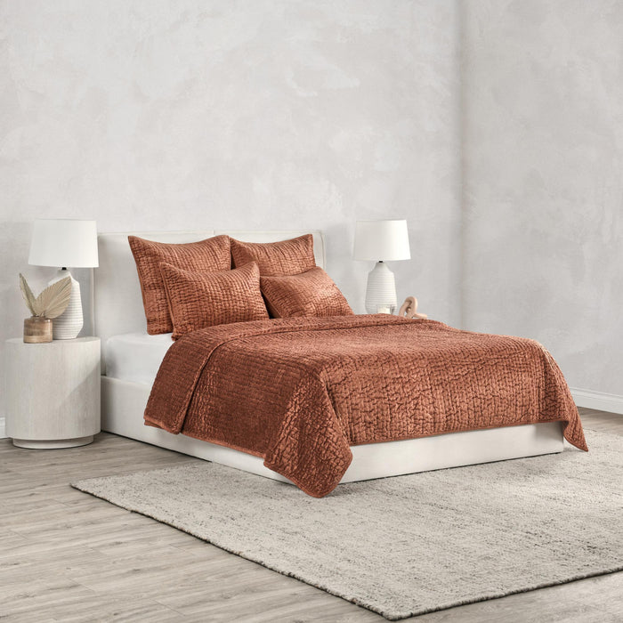 Bari - Velvet Quilt - Terra Cotta