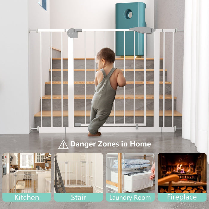 Pressure Mounted Baby Gate For Stairs - White