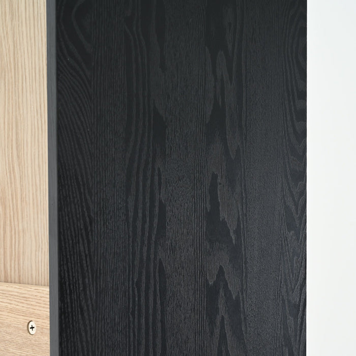 Mid Century Modern Style Tall Display Cabinet With Glass Doors For Collectibles - Black