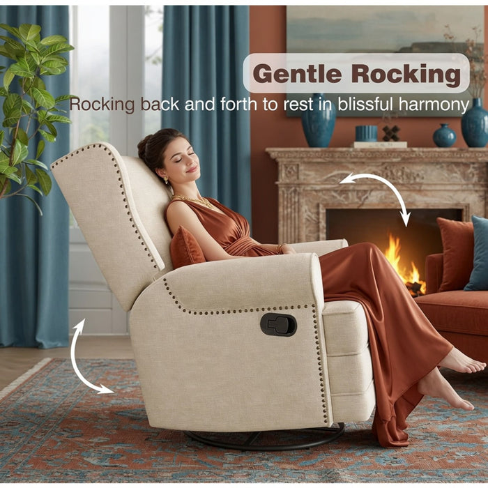Extra Wide Swivel Recliner Glider Chair With Footrest