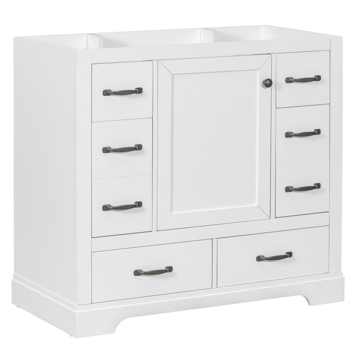 Modern Bathroom Vanity Base Only, 6 Drawer Storage With Adjustable Shelf