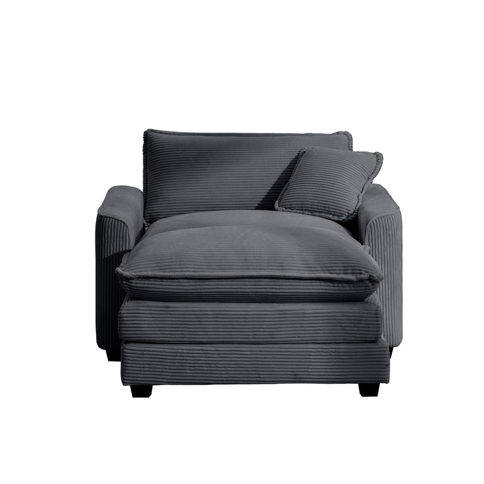 Classic Modern Comfortable Single Chair Deep Seat Sofa With Footstool