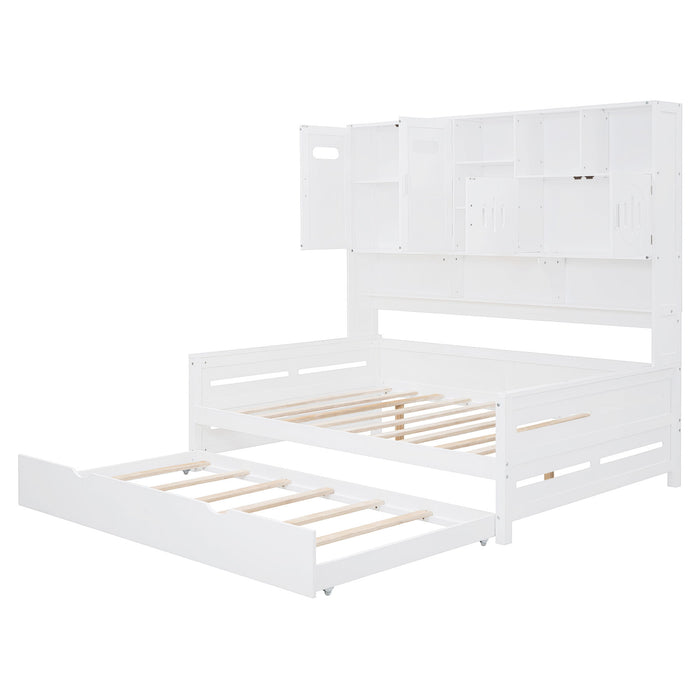 Daybed With All-In-One Cabinet And Shelf
