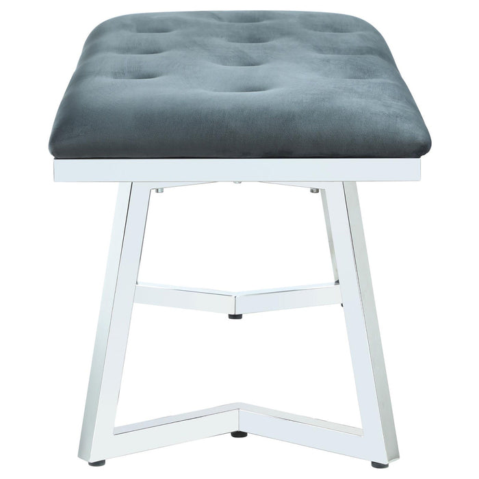 Upholstered Tufted Bench - Gray
