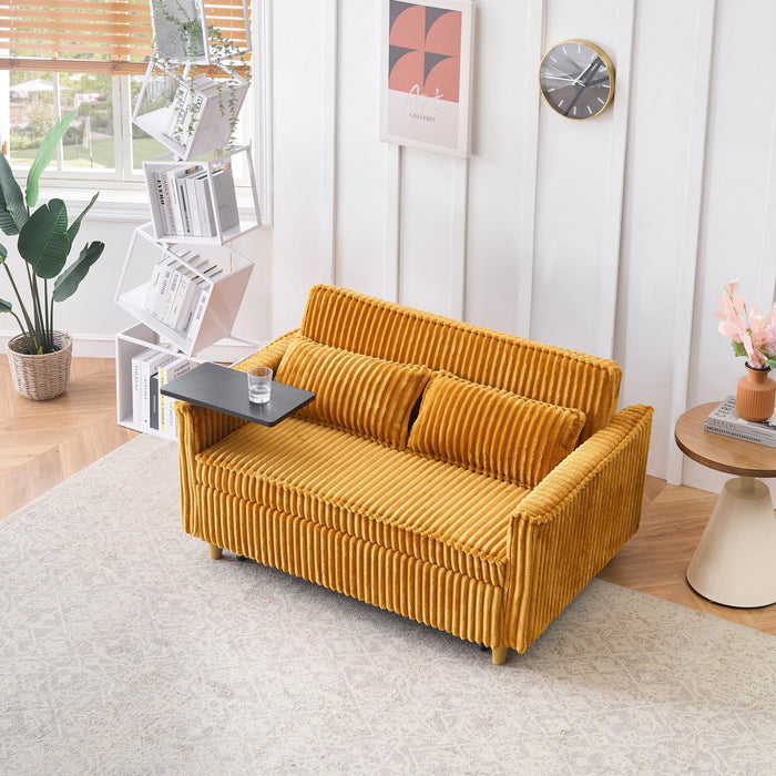 Pull Out Sofa With Movable Tabletop And USB Ports