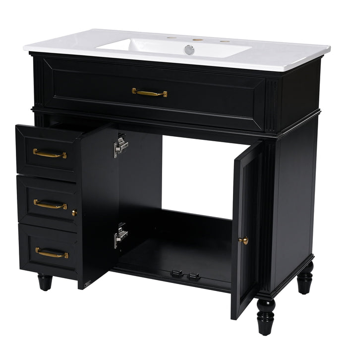 Bathroom Vanity With Sink, 2 Doors 2 Drawers, Freestanding Design