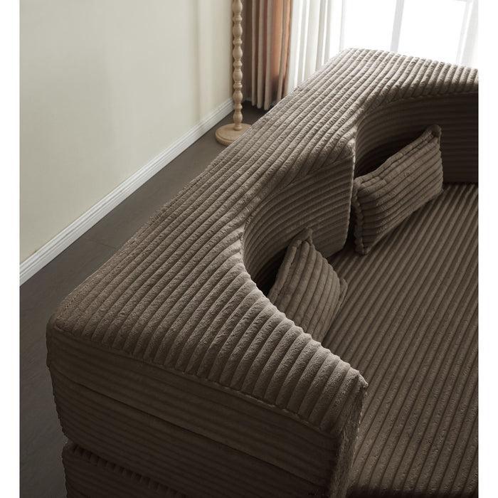 Floor Convertible Sleeper Sofa Bed With 2 Pillows