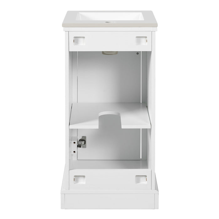 Bathroom Vanity With Sink, Soft Close Door, Adjustable Shelf, Freestanding Single Unit - White