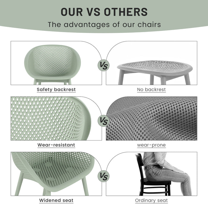 2 Piece Durable Single Chair With Mesh Hollow Out Design