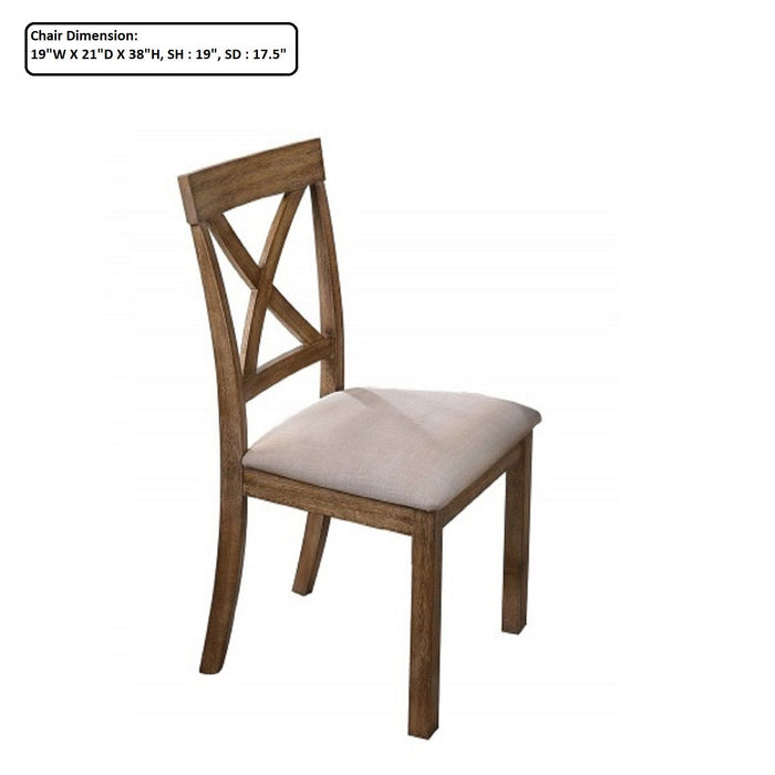 Dining Chair With Open X Back (Set of 2) - Brown / Beige