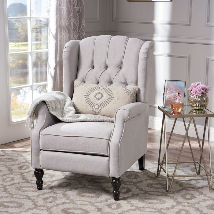 Armchair Recliner With Pushback Mechanism And Wingback Design