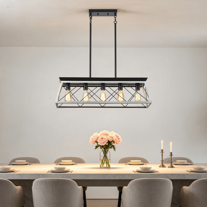 Chandelier Pendant Light For Dining Room Kitchen, 5 Light Fixture With Adjustable Height