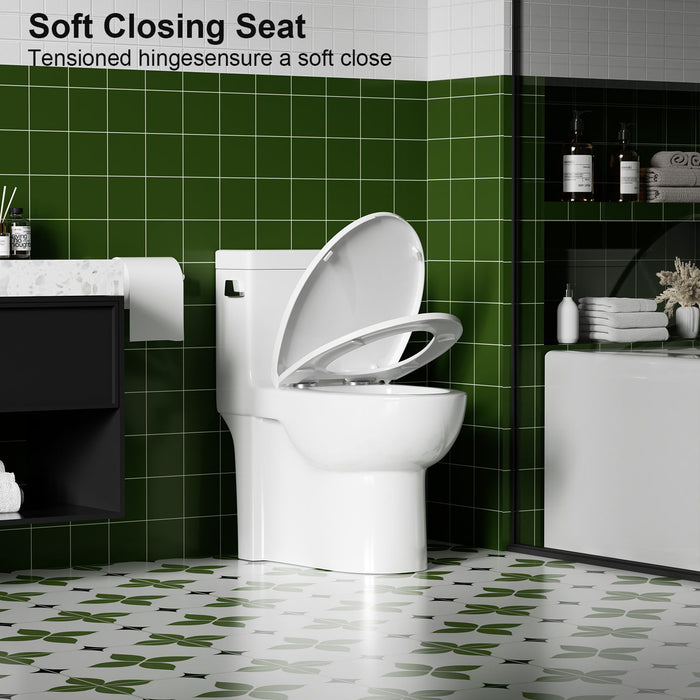 Gloss Tornado Flush 1 Piece Elongated Toilet With Siphonic Side Press, ADA Comfort Chair Height - Gloss White