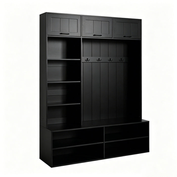 Farmhouse Hall Tree & Bench And Shoe Storage