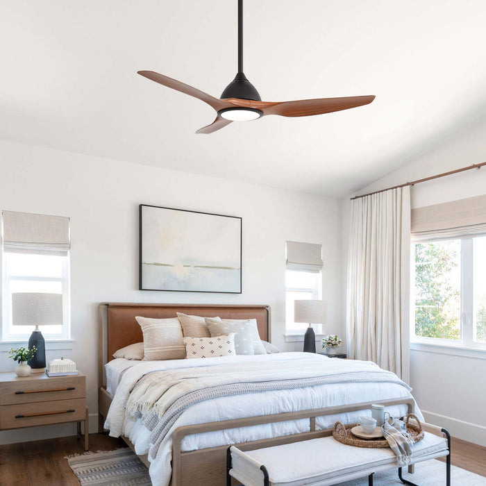 52" Smart Ceiling Fan, Dimmable 3 Color LED Light, Remote Control, Quiet Reversible DC Motor