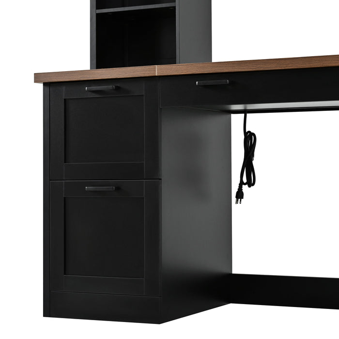 Farmhouse Computer Desk With Hutch