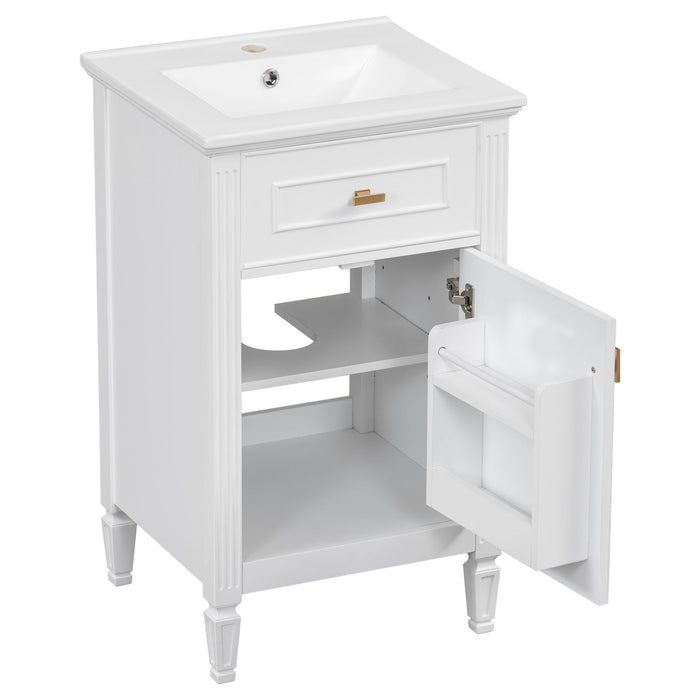 Bathroom Vanity With Sink, Adjustable Shelf, Tilt-Out Drawer